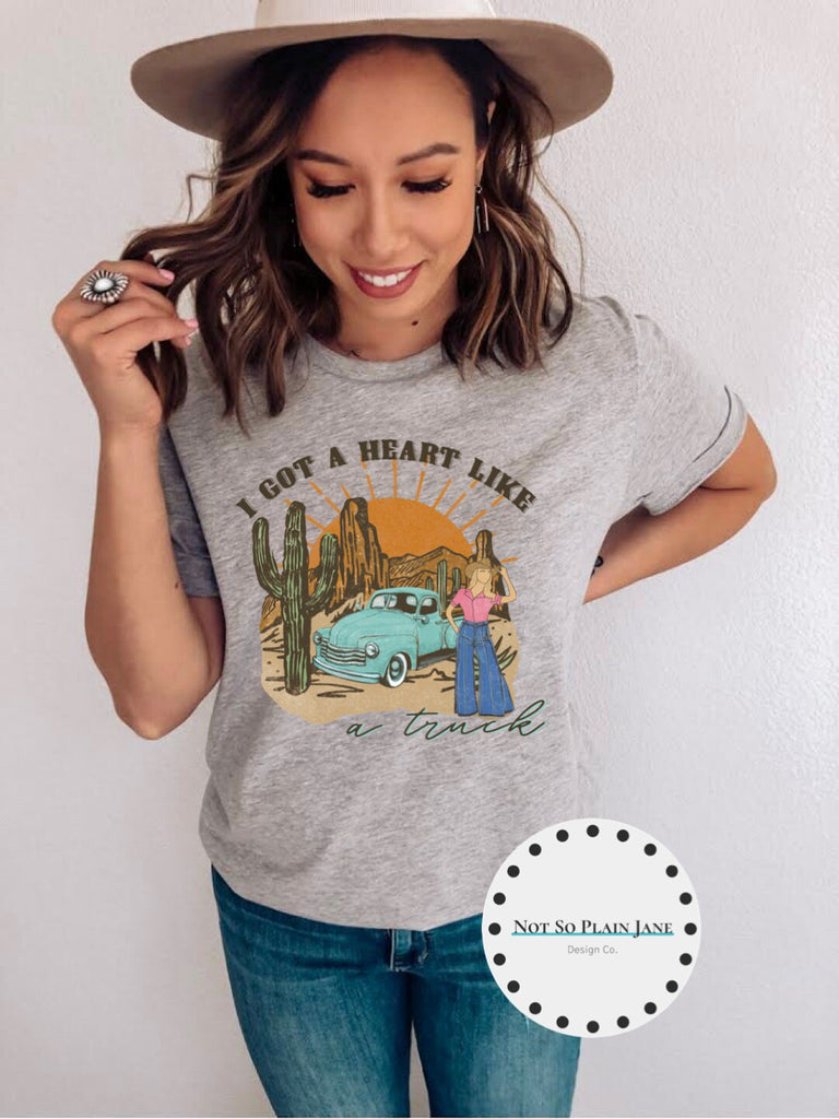 Ready to Press DTF Transfer - Heart Like A Truck - Retro Cowgirl - Country -  DTF - Screen Print - Custom Transfers